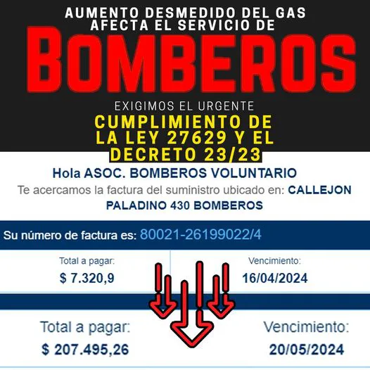 factura gas bomberos
