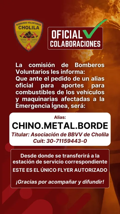 bomberos cholila donaciones