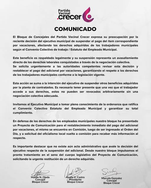 comunicado crecer